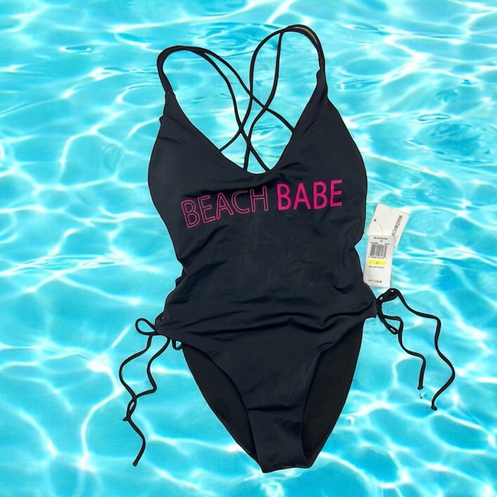 Beach Lingo Side Lace Up One Piece Swimsuit Small Medium Monokini Strappy Babe